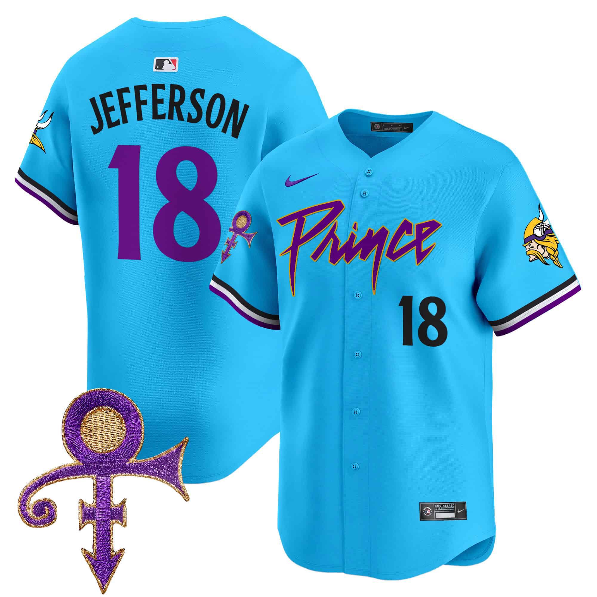 Men Minnesota Vikings #18 Jefferson Light Blue 2024 Nike Prince Patch Vapor Premier Limited NFL Jersey